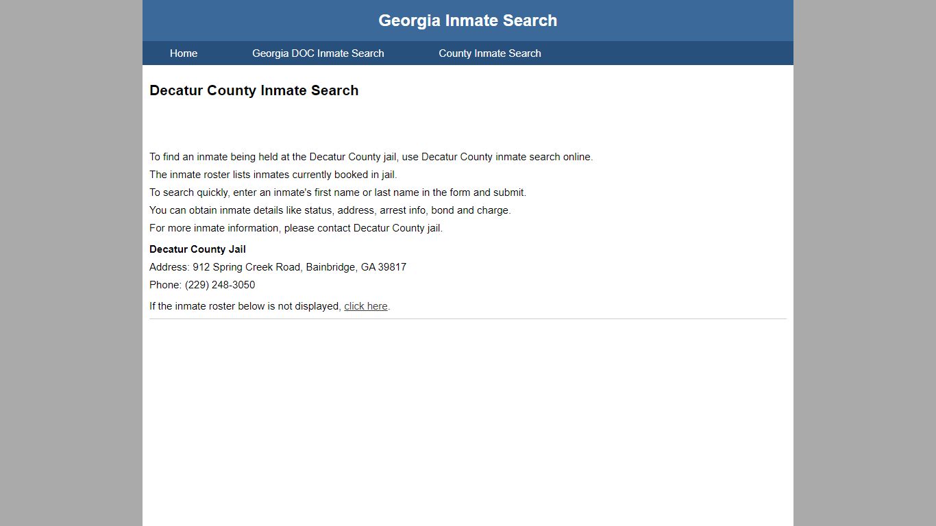 Decatur County Inmate Search