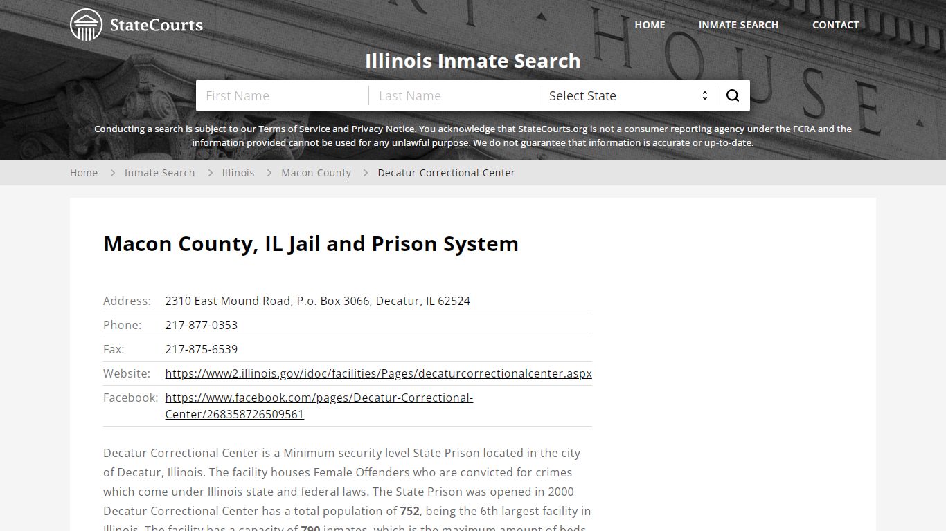 Decatur Correctional Center Inmate Records Search, Illinois - StateCourts